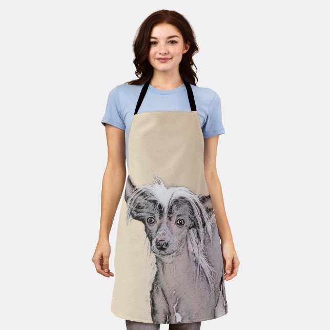 Chinese Crested Hairless Painting Original Dog Art Apron (Worn)