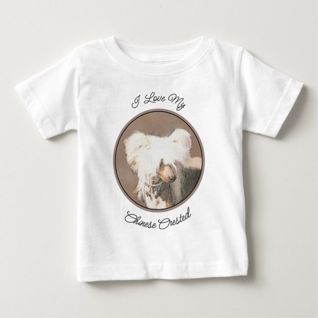 Chinese Crested Hairless Painting Original Dog Art Baby T-Shirt (Front)