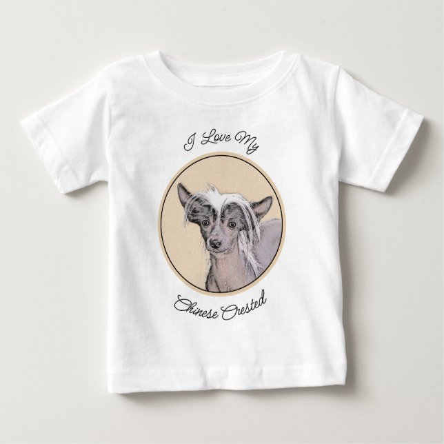 Chinese Crested Hairless Painting Original Dog Art Baby T-Shirt (Front)