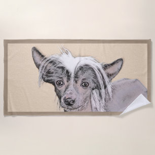 Chinese Crested Hairless Painting Original Dog Art Beach Towel