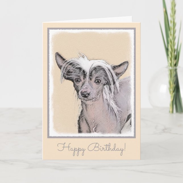 Chinese Crested Hairless Painting Original Dog Art Card (Front)