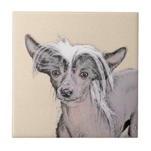 Chinese Crested Hairless Painting Original Dog Art Ceramic Tile