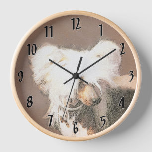 Chinese Crested Hairless Painting Original Dog Art Clock