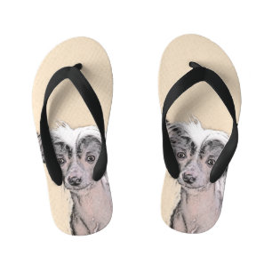 Chinese Crested Hairless Painting Original Dog Art Kid's Thongs