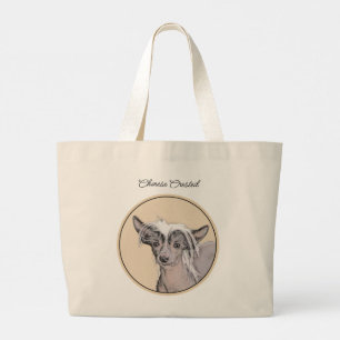 Chinese Crested Hairless Painting Original Dog Art Large Tote Bag