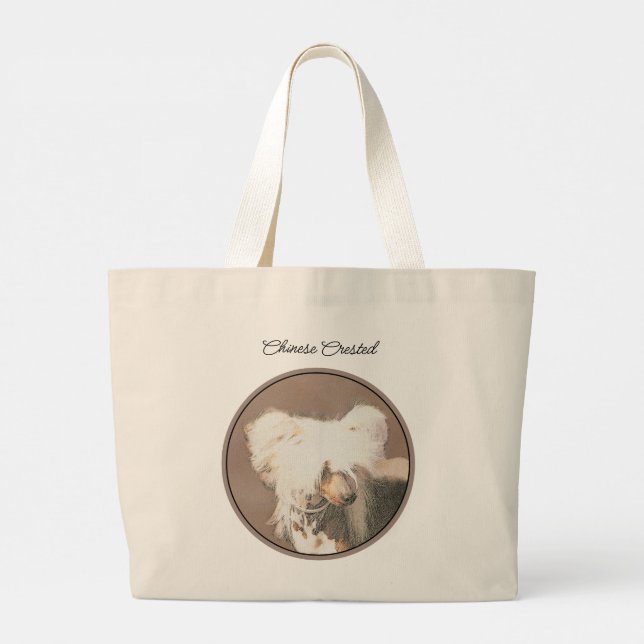 Chinese Crested Hairless Painting Original Dog Art Large Tote Bag (Back)