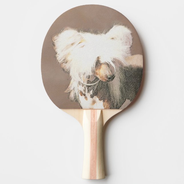 Chinese Crested Hairless Painting Original Dog Art Ping Pong Paddle (Front)