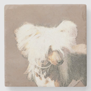 Chinese Crested Hairless Painting Original Dog Art Stone Coaster