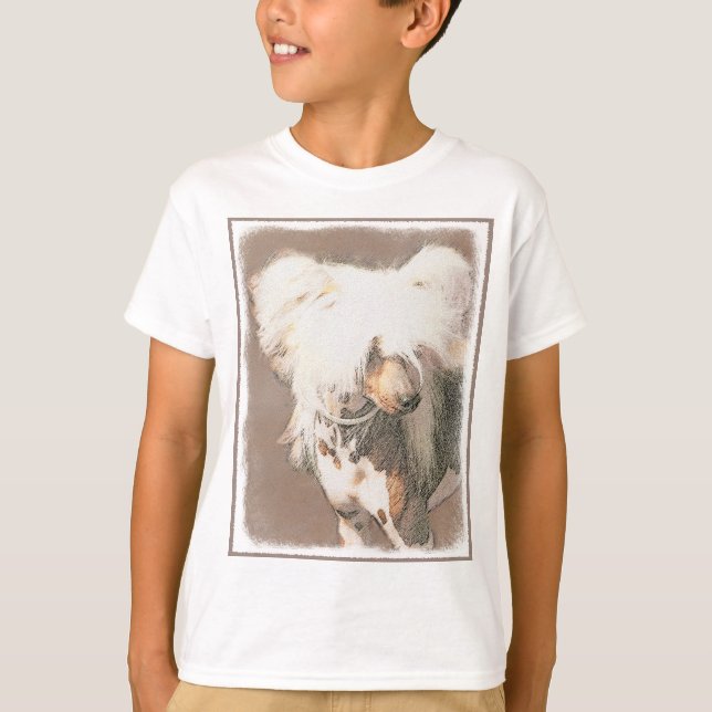 Chinese Crested Hairless Painting Original Dog Art T-Shirt (Front)