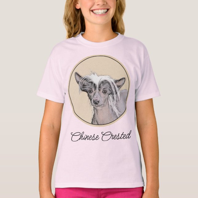 Chinese Crested Hairless Painting Original Dog Art T-Shirt (Front)