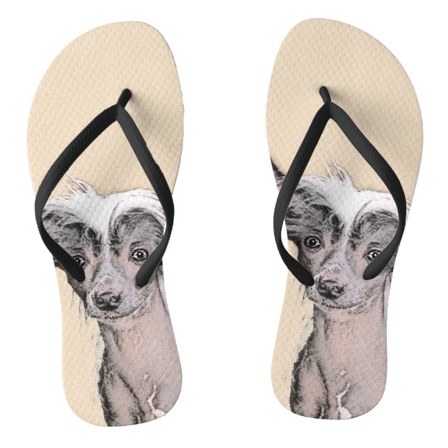 Chinese Crested Hairless Painting Original Dog Art Thongs (Footbed)
