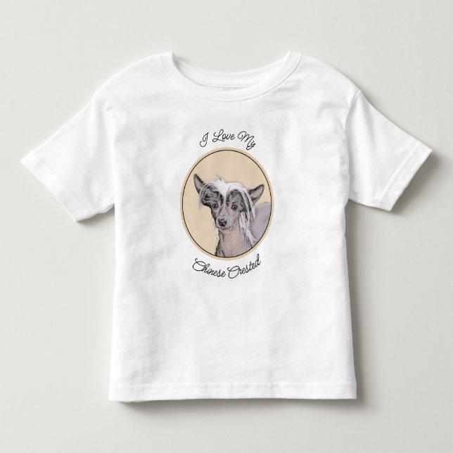 Chinese Crested Hairless Painting Original Dog Art Toddler T-Shirt (Front)