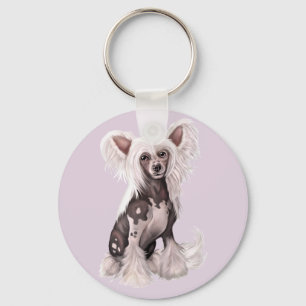 Chinese Crested Hairless Sit Key Ring