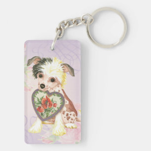 Chinese Crested Heart Mum Key Ring