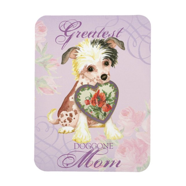 Chinese Crested Heart Mum Magnet (Vertical)