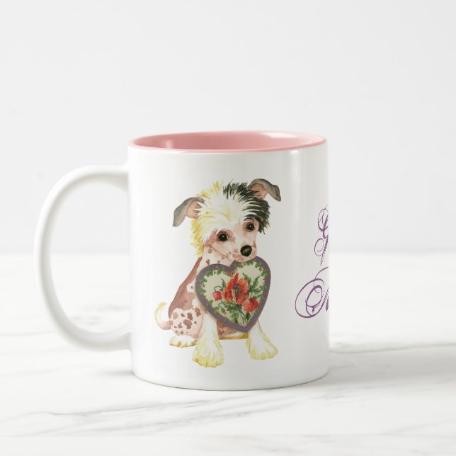 Chinese Crested Heart Mum Two-Tone Coffee Mug (Left)