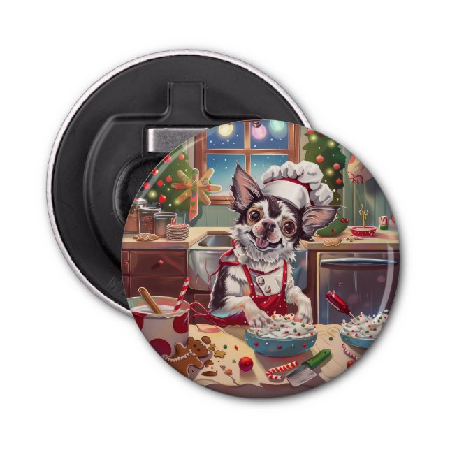 Chinese Crested Holiday Baking: Festive Christmas Bottle Opener (Front)
