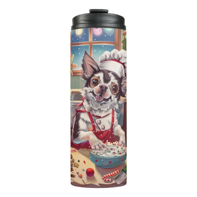 Chinese Crested Holiday Baking: Festive Christmas Thermal Tumbler (Front)