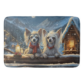 Chinese Crested Holiday Design By Rich AMeN Gill Bath Mat