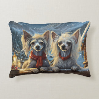 Chinese Crested Holiday Design By Rich AMeN Gill Decorative Cushion