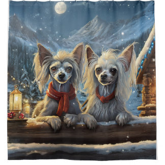 Chinese Crested Holiday Design By Rich AMeN Gill Shower Curtain