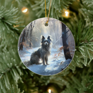 Chinese Crested Let It Snow Christmas Ceramic Ornament