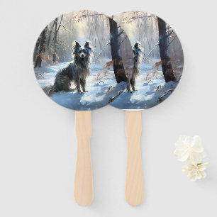 Chinese Crested Let It Snow Christmas Hand Fan