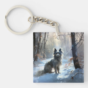 Chinese Crested Let It Snow Christmas Key Ring