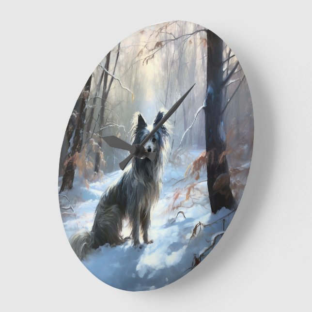 Chinese Crested Let It Snow Christmas Large Clock (Angle)