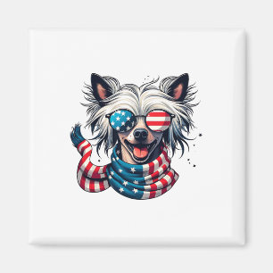 Chinese Crested Lover Us Flag 4th Of July Patrioti Magnet