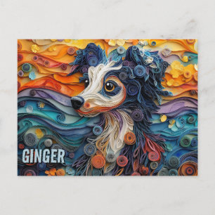 Chinese Crested Paper Quilling Art Dog Portrait Postcard