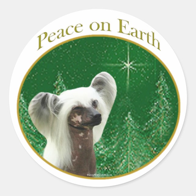 Chinese Crested Peace Classic Round Sticker (Front)