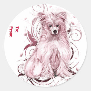 Chinese Crested Pink NB Classic Round Sticker