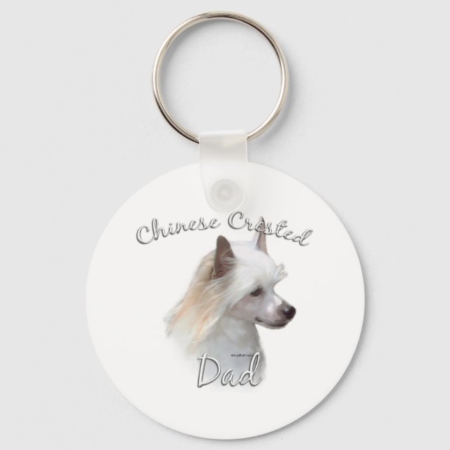 Chinese Crested (powder) Dad 2 Key Ring (Front)