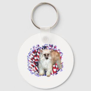 Chinese Crested (powder) Patriot Key Ring