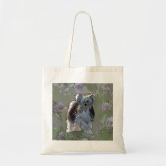 Chinese crested powderpuff dog on tote bag