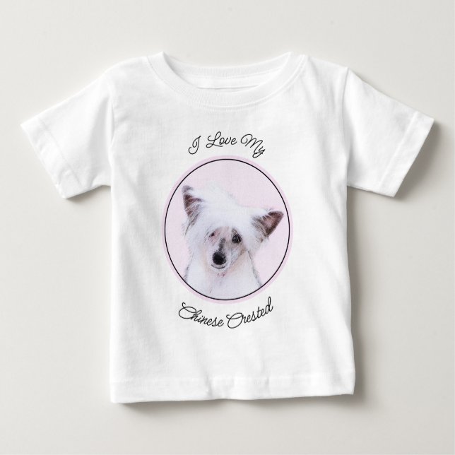 Chinese Crested Powderpuff Painting - Dog Art Baby T-Shirt (Front)
