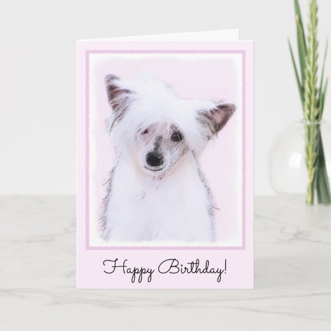 Chinese Crested Powderpuff Painting - Dog Art Card (Front)