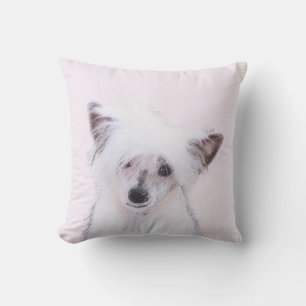 Chinese Crested Powderpuff Painting - Dog Art Cushion