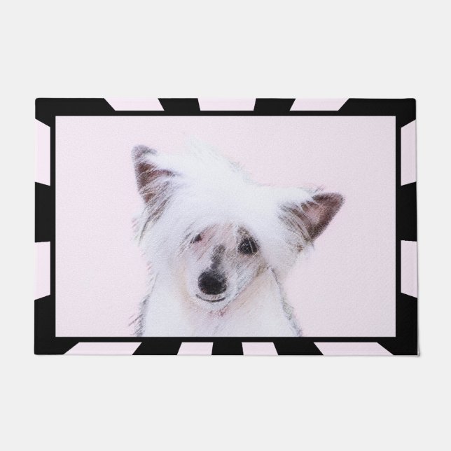 Chinese Crested Powderpuff Painting - Dog Art Doormat (Front)