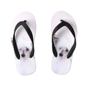 Chinese Crested Powderpuff Painting - Dog Art Kid's Thongs