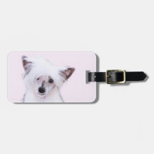 Chinese Crested Powderpuff Painting - Dog Art Luggage Tag