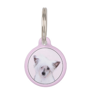 Chinese Crested Powderpuff Painting - Dog Art Pet Tag