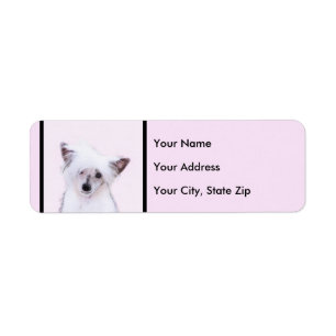 Chinese Crested Powderpuff Painting - Dog Art Return Address Label