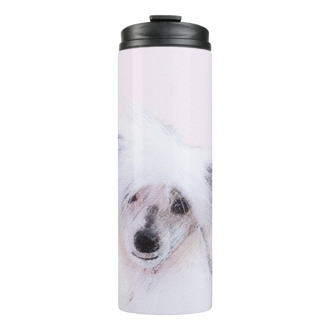 Chinese Crested Powderpuff Painting - Dog Art Thermal Tumbler (Front)