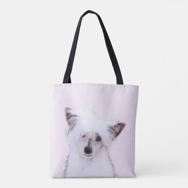 Chinese Crested Powderpuff Painting - Dog Art Tote Bag (Back)