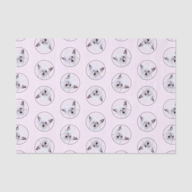 Chinese Crested Powderpuff White Painting Dog Art Tissue Paper (Front)