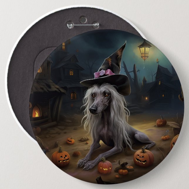 Chinese Crested Pumpkins Halloween Scary  6 Cm Round Badge (Front & Back)