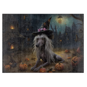 Chinese Crested Pumpkins Halloween Scary Cutting Board