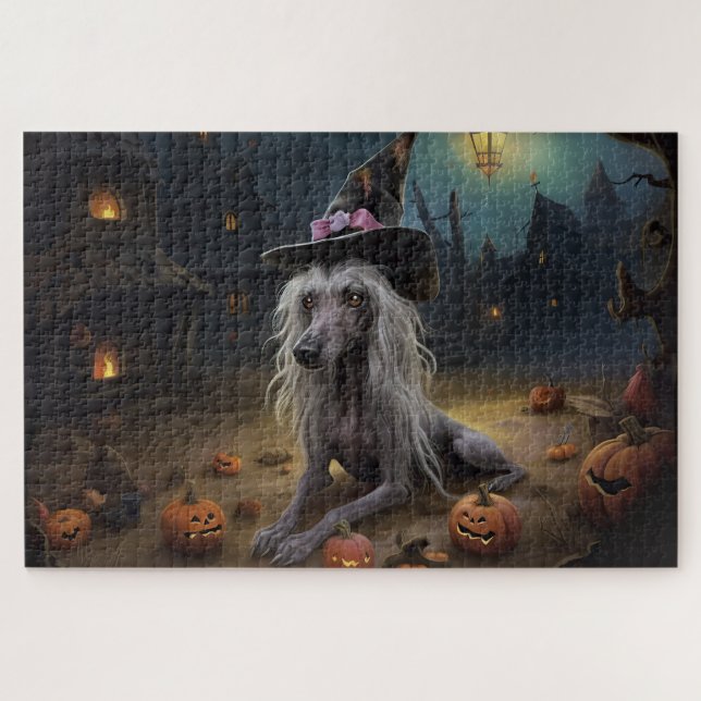 Chinese Crested Pumpkins Halloween Scary  Jigsaw Puzzle (Horizontal)